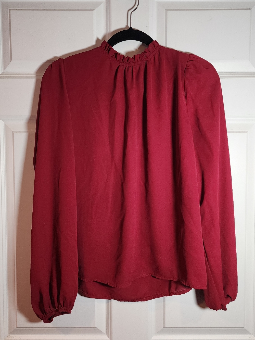 Shein Burgundy Long Sleeve Mock Neck Blouse Large